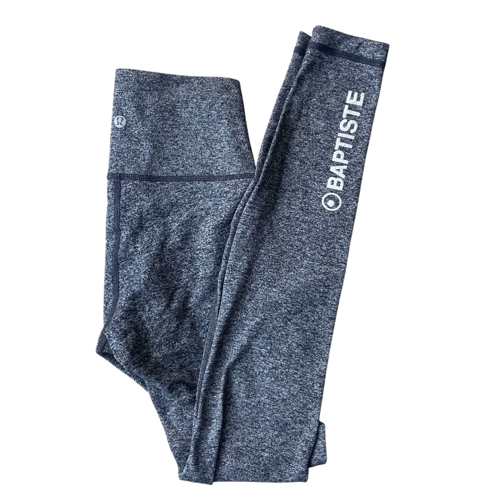 Lululemon Wunder Under  High-Rise Tight  with “BAPTISTE" Yoga Logo Size 4 Gray